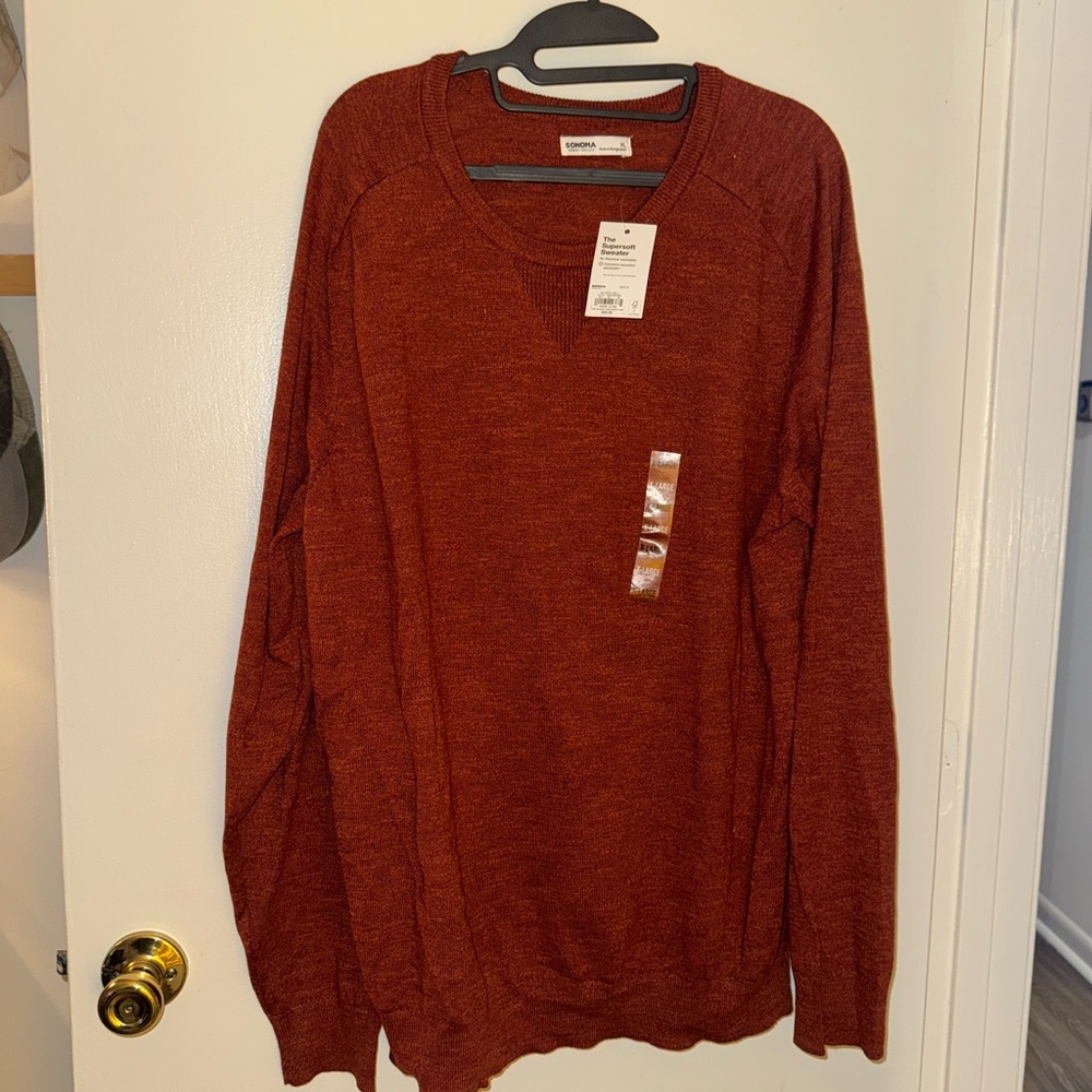 Sonoma Men's Super Soft Sweater in Deep Rust